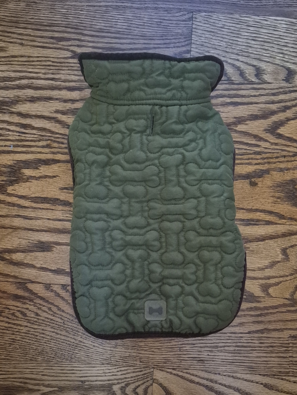 Quilted Dog Coat with Bone Stitching - Olive Green